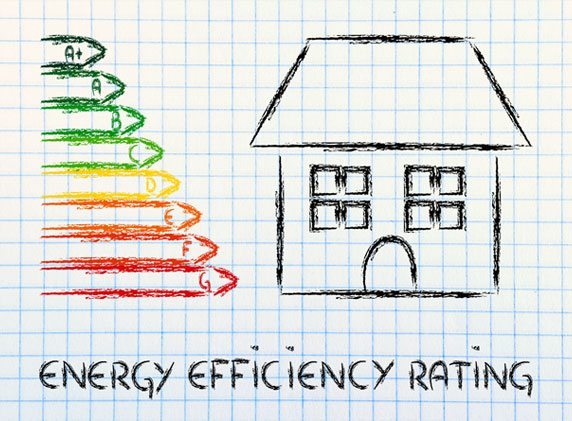 crayon drawing of home with words of energy efficiency rating
